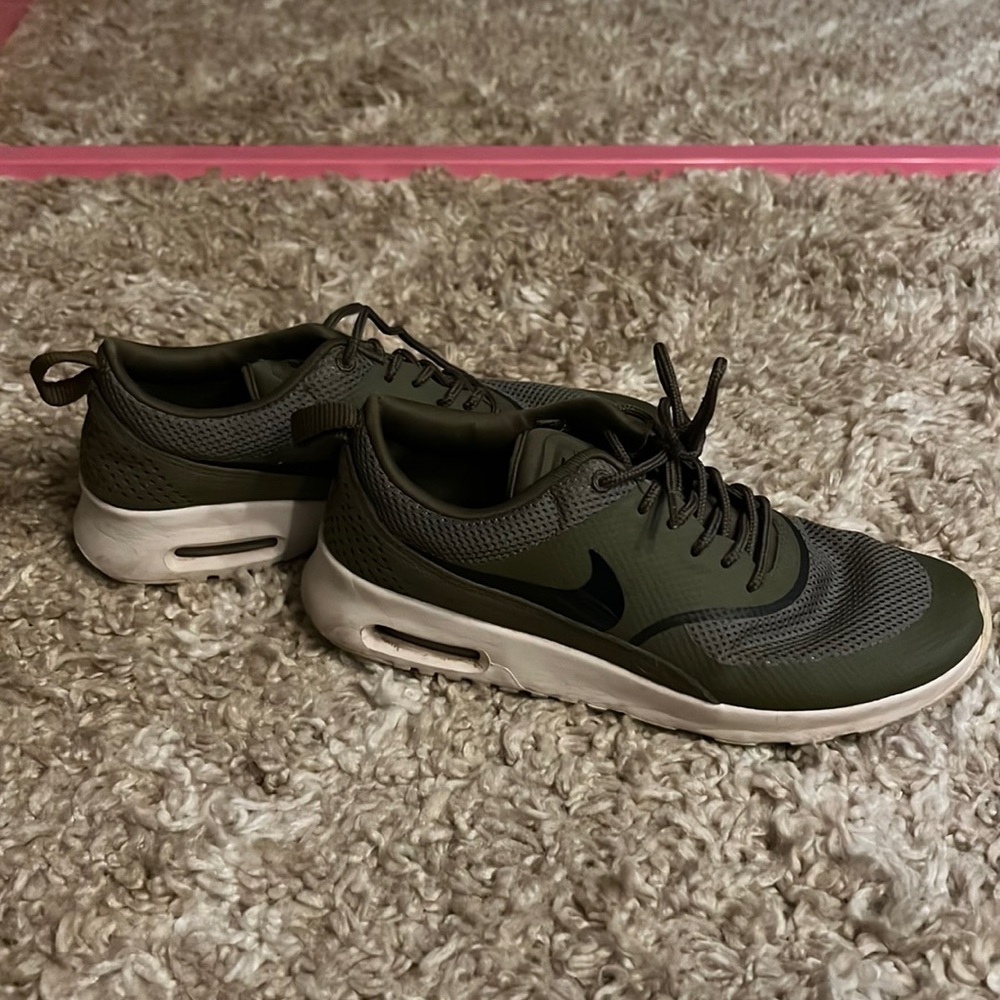 Nike athletic shoes size 9 gently worn army green.